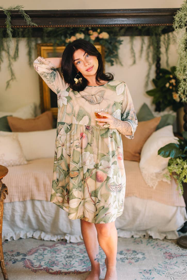 Fleur De Soleil Artist Dress Tunic w/ Pockets & Florals - Canada