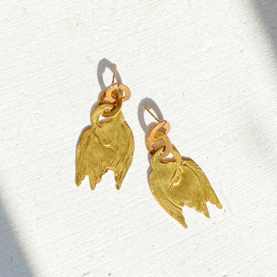Little Gold Swan Earrings