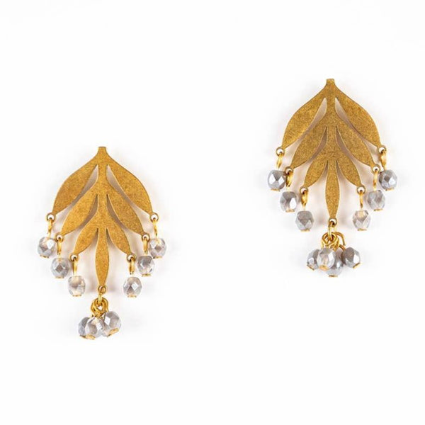 Crystal Frond Post Earrings - Guatemala