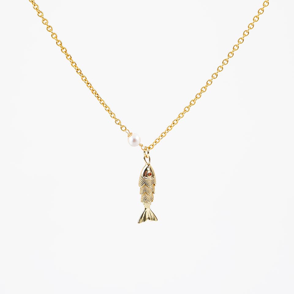 Fish & Pearl Necklace