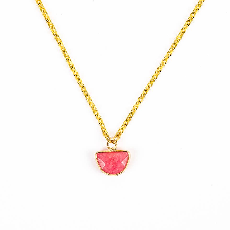 Small Faceted Stone Pendant Necklace - Guatemala