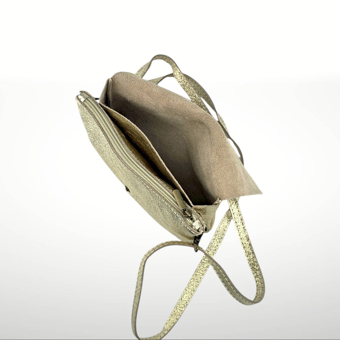 Kelia Laminated Suede Leather Crossbody Bag - Italy