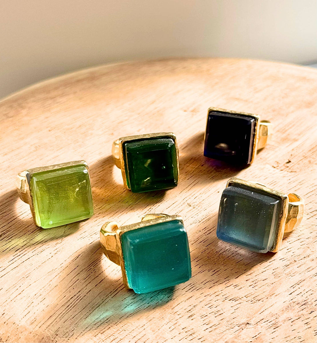 High Gloss Gold Smart Glass Adjustable Statement Ring - USA
