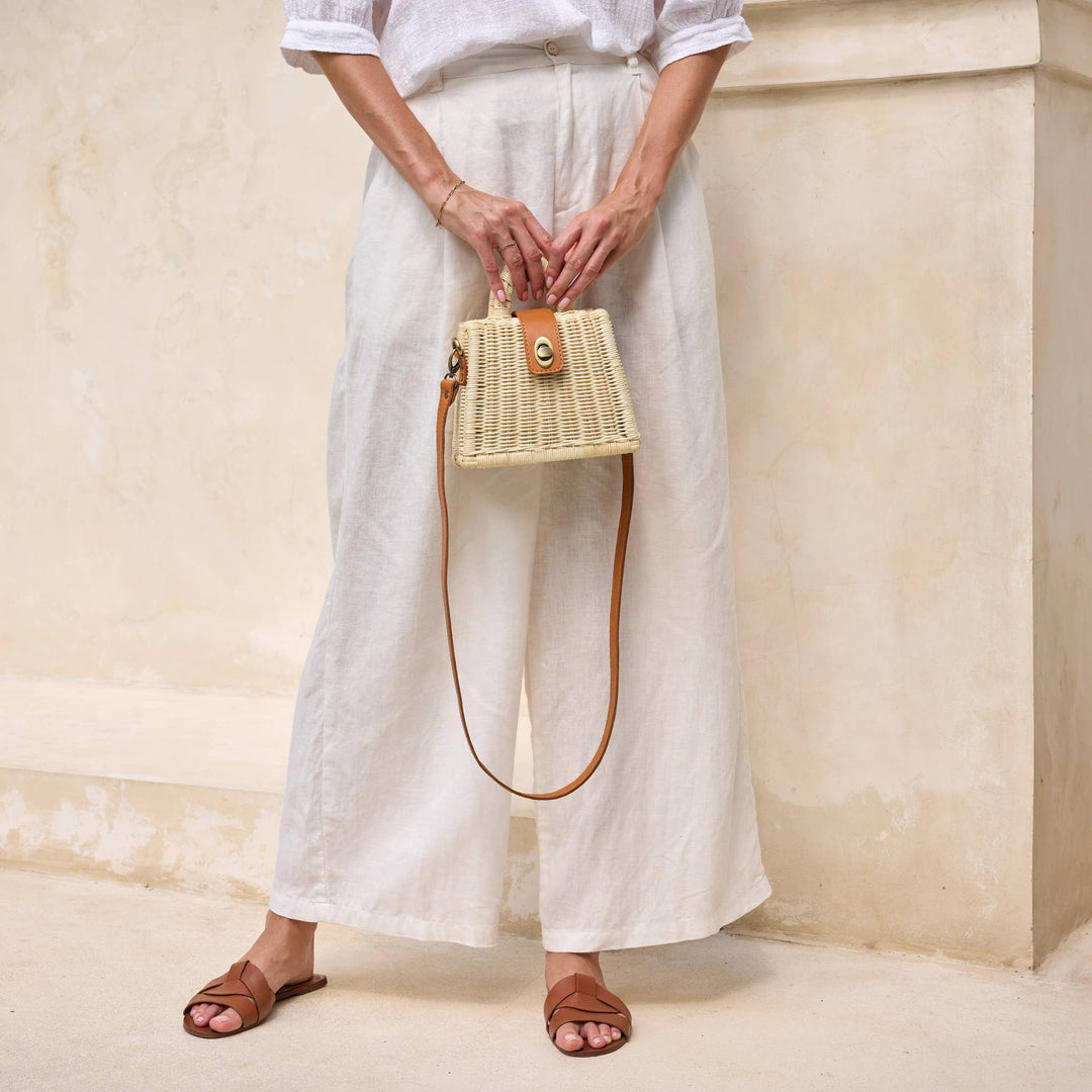 Ivory Rattan Petite Handbag - Borneo