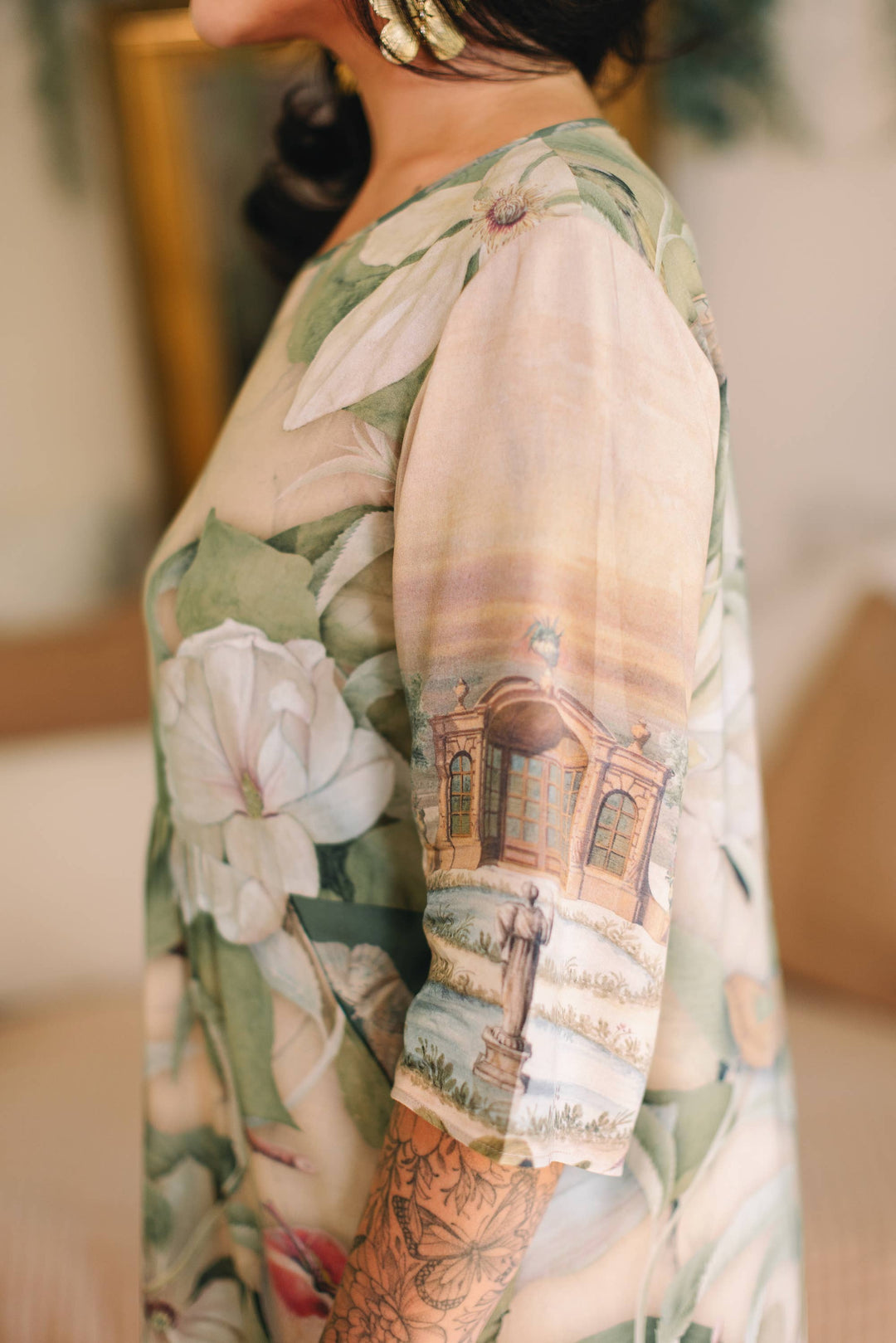 Fleur De Soleil Artist Dress Tunic w/ Pockets & Florals - Canada