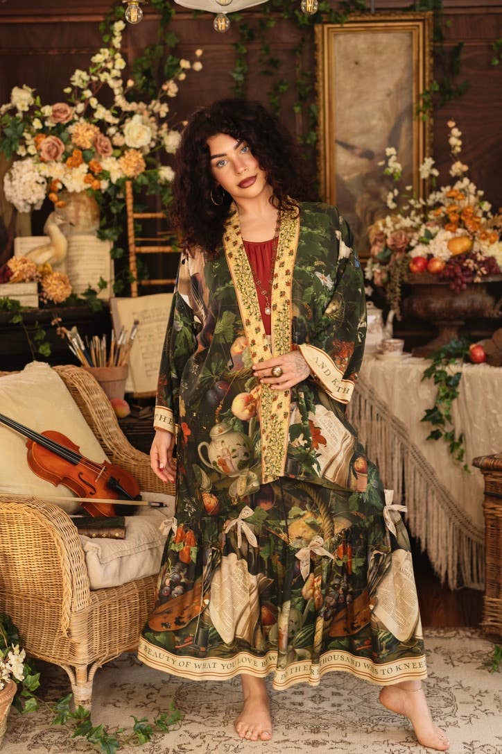 Labour of Love Maxi Length Atelier Skirt w/ Florals & Violin