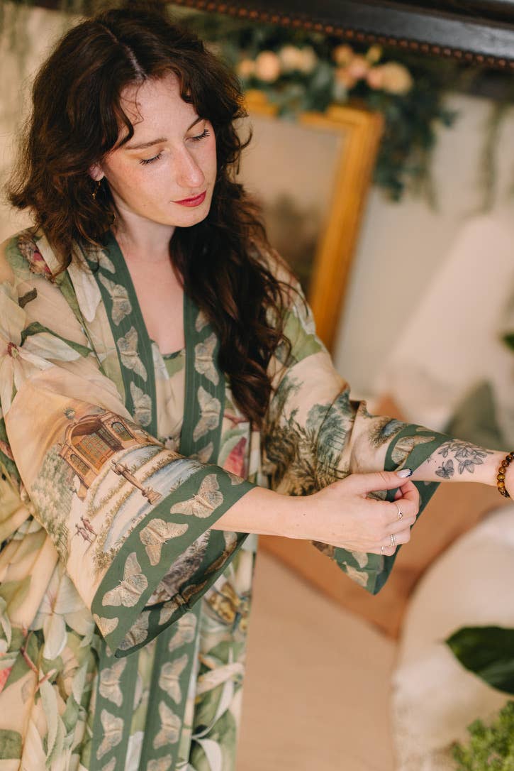 Fleur De Soleil Opera Duster Kimono Robe w/ Florals - Canada