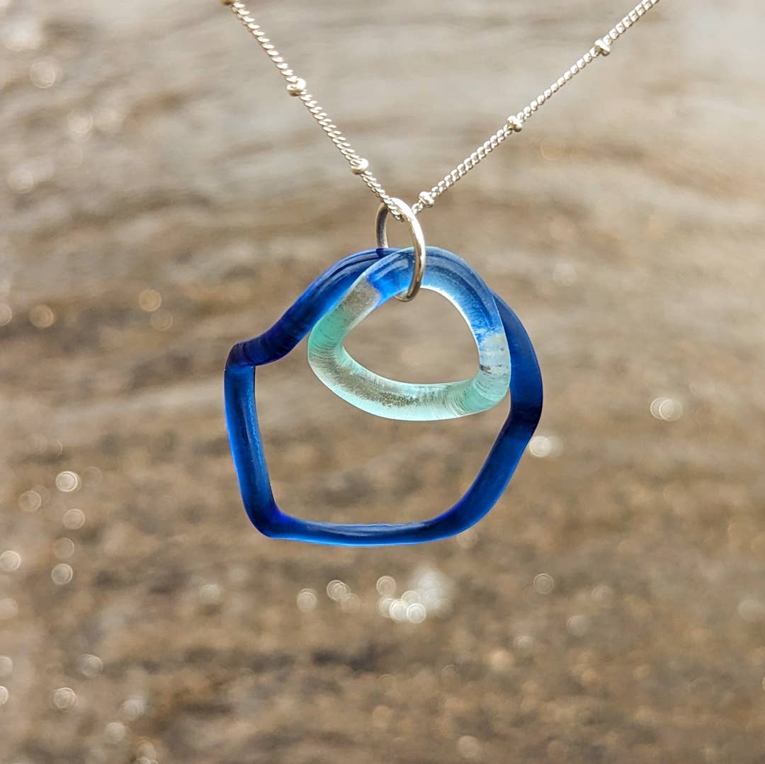 Sea & Sky Wave Double Pendant, Cobalt - USA