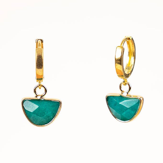 Faceted Stone Huggie Earrings - Guatemala