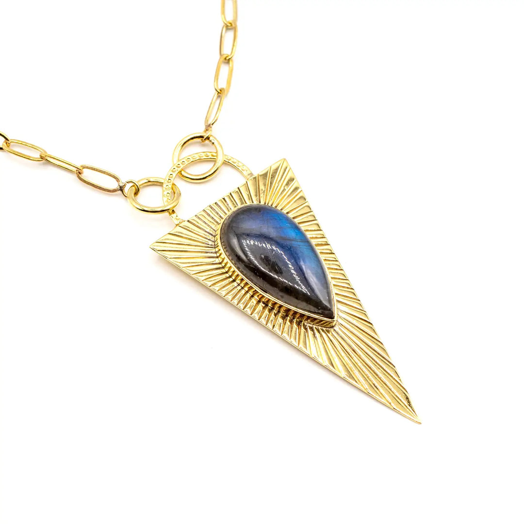 Brass Labradorite Medallion Necklace - India