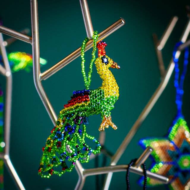 Peacock Large Beaded Ornament -  Guatemala