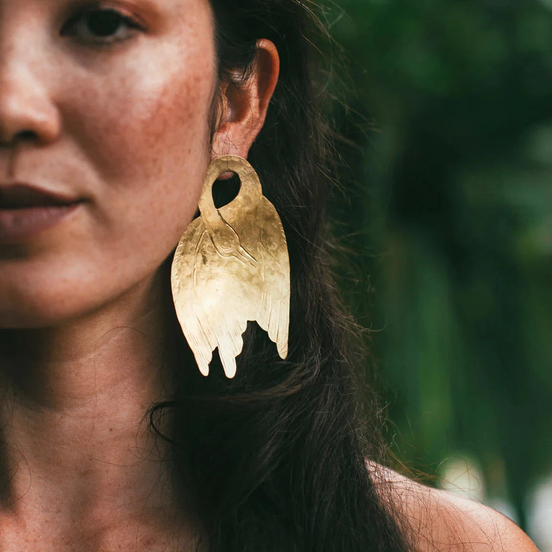 Brass Swan Earrings - Salem, Massachusettes