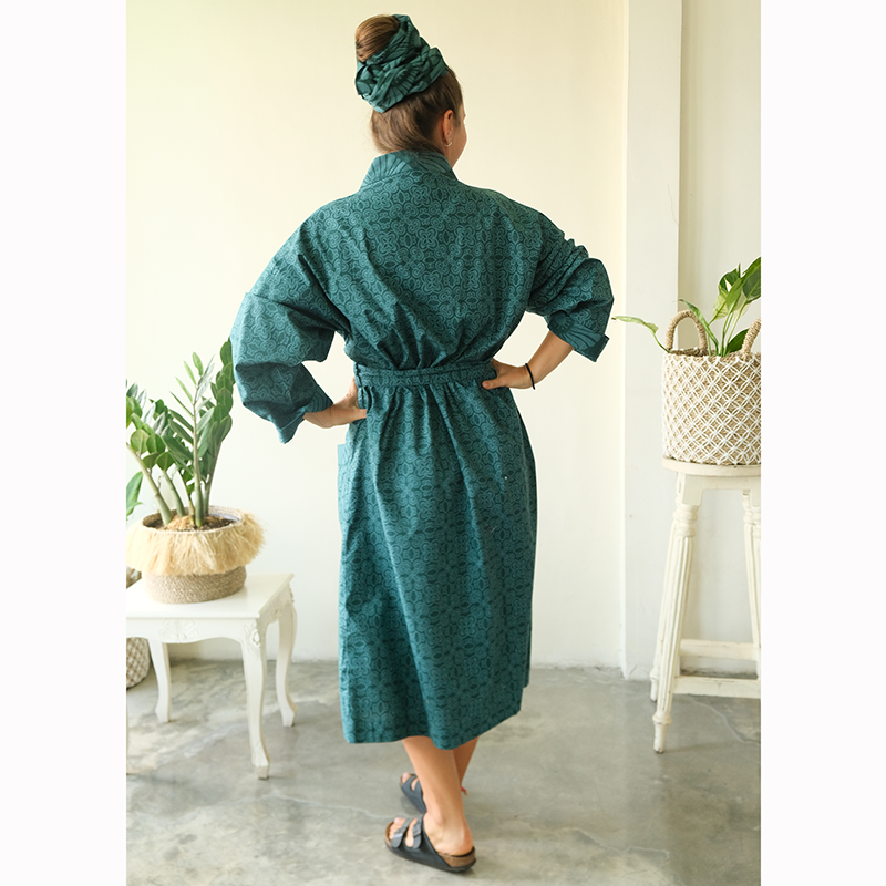 Kimono Robe Cotton | Emerald - Bali