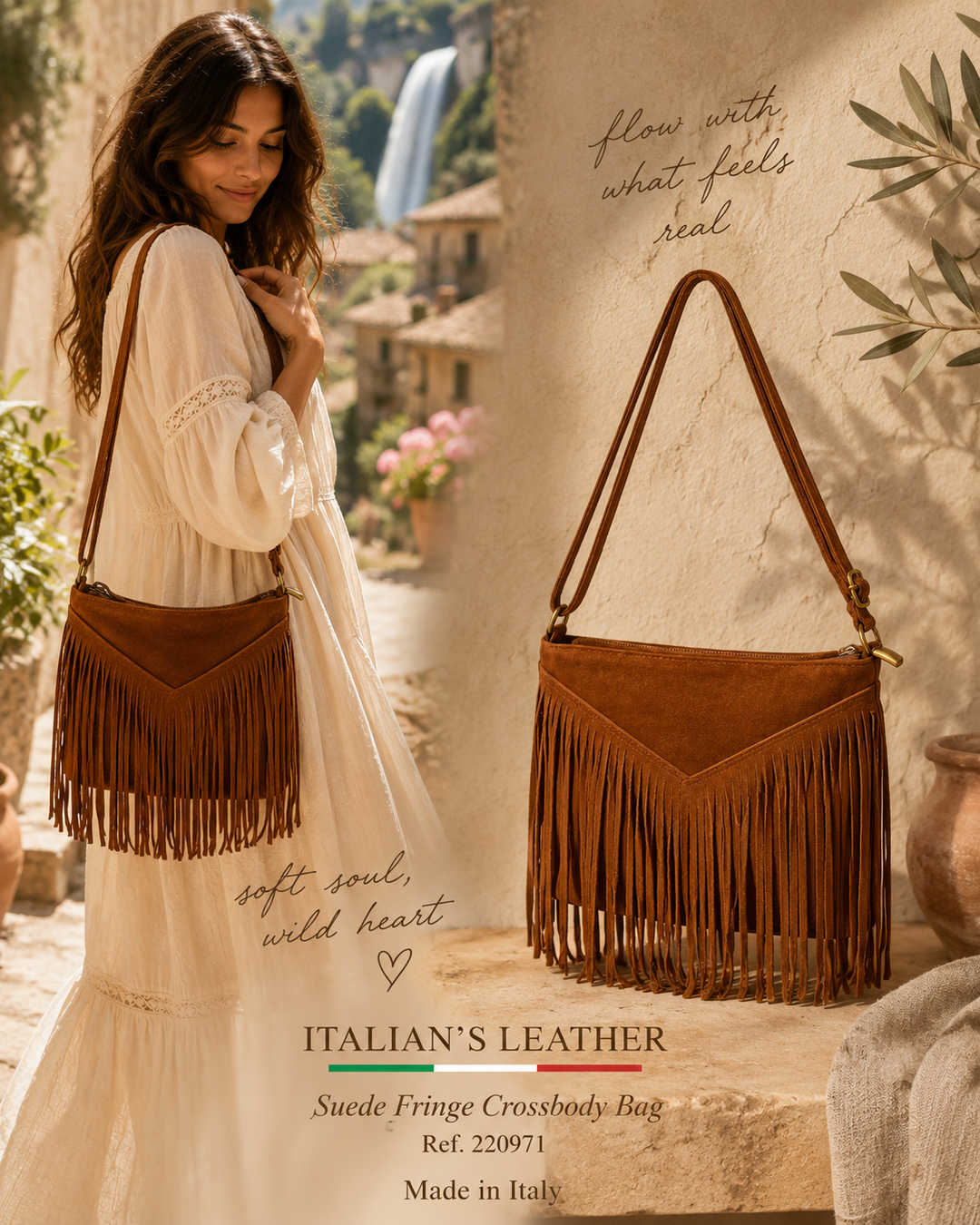 CASCADA V - Suede leather bag
