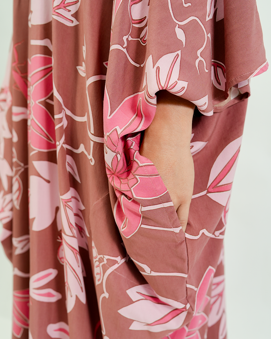 Big Passion Flower High Neck Kaftan Dress - Bali