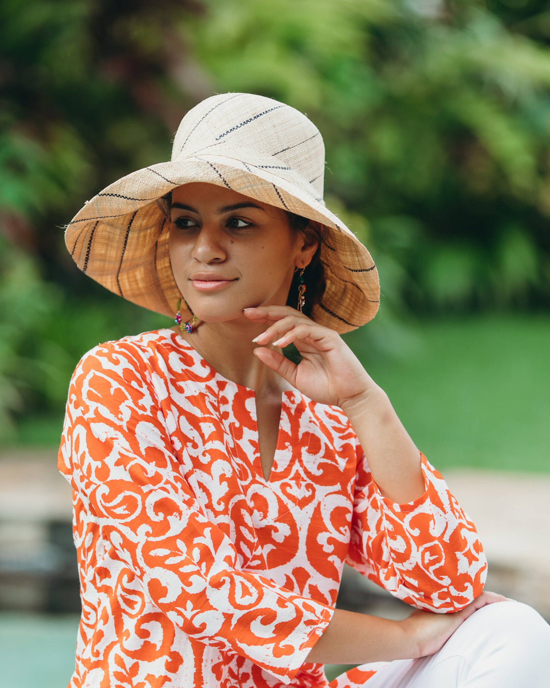 Sun Hats: Pinstripe Packable 5" & 7" Brim Raffia Straw