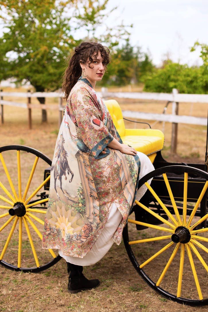 Love Revolution Opera Duster Kimono Robe w/ horse & florals - Canada