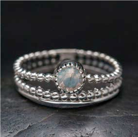 Moonstone Open Textured Band Ring