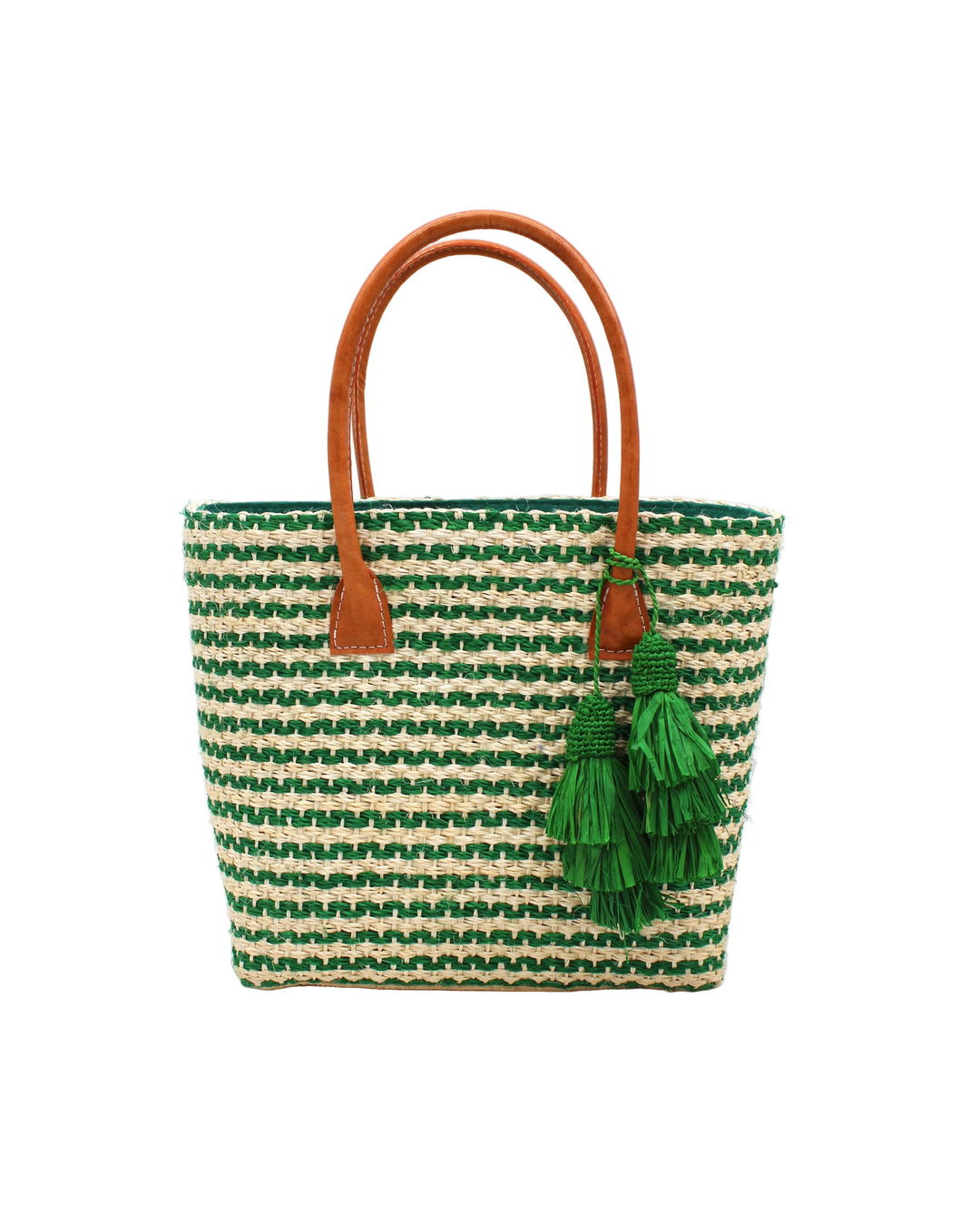 Cancun Small Sisal Basket Bag with Tassel Charm