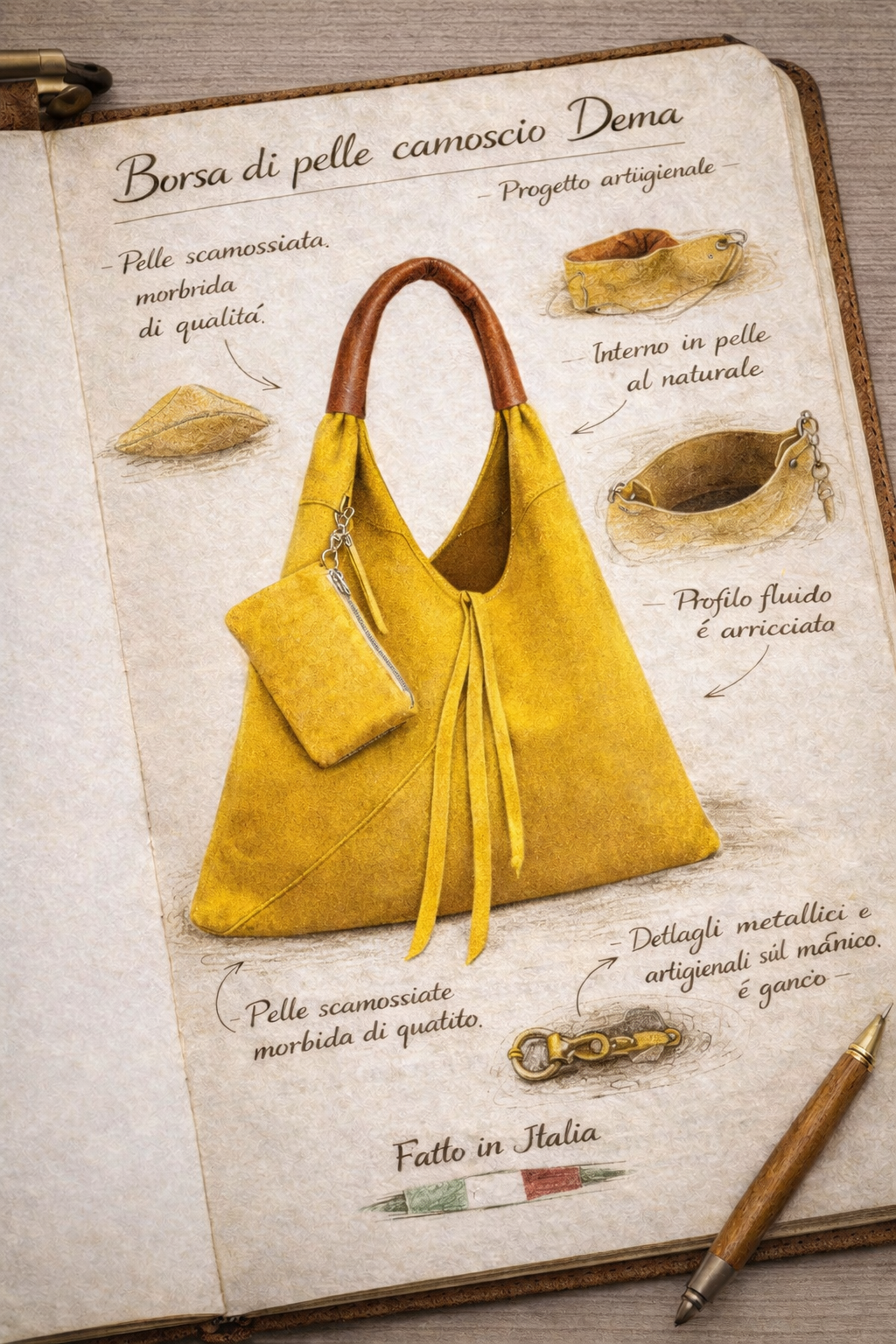 Dema Suede Leather Bag - Italy