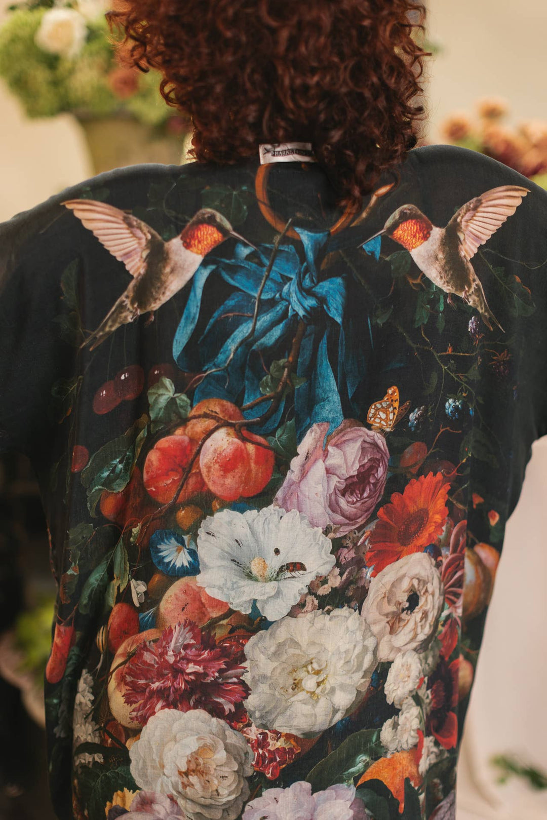 Flight of Fancy Opera Duster Kimono Robe Hummingbird Print - Canada