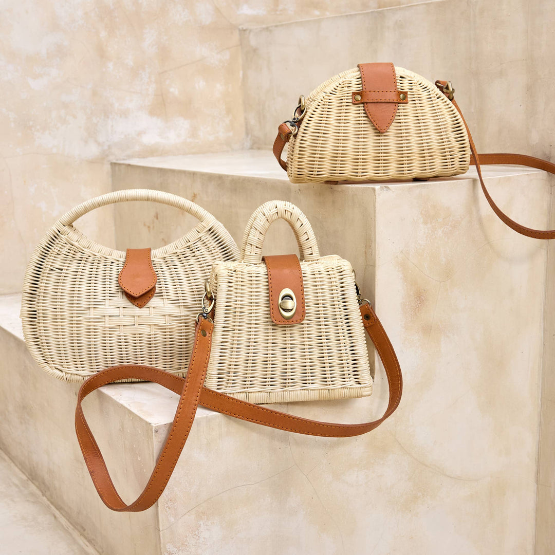 Ivory Rattan Petite Handbag - Borneo