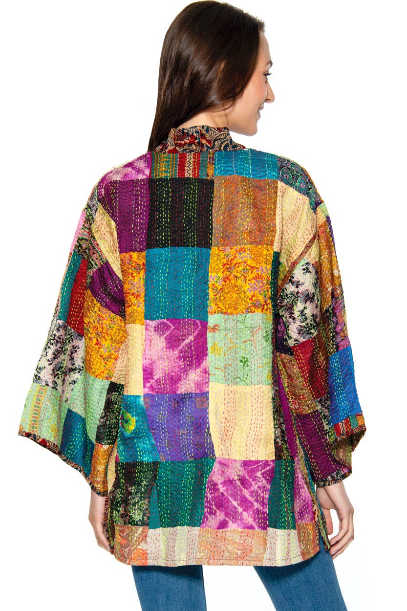 Reversible Kantha Silk Kimono Jacket