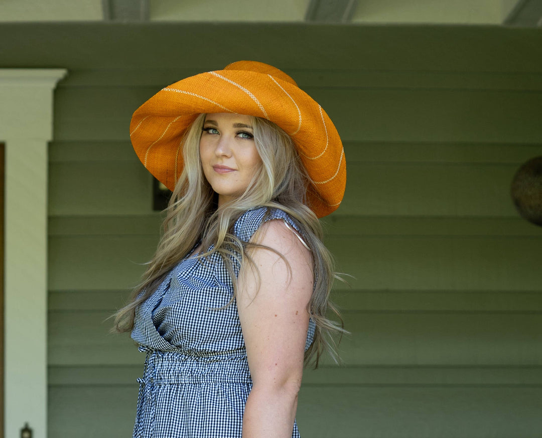 Sun Hats: Pinstripe Packable 5" & 7" Brim Raffia Straw