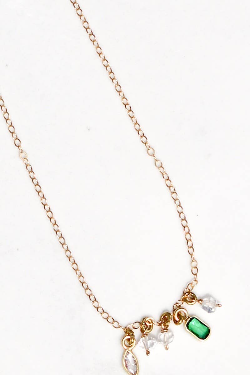 Sunshower Necklace, Green Onyx