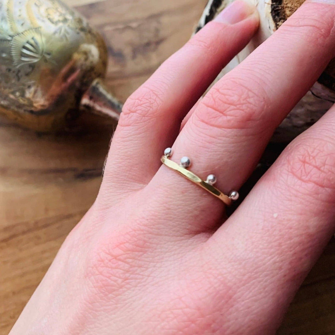 Hello Sunshine Stackable Band- 14k Gold Fill & Sterling Silver Ring