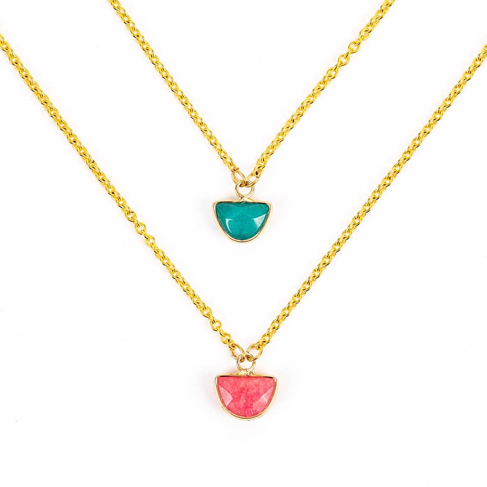 Small Faceted Stone Pendant Necklace - Guatemala