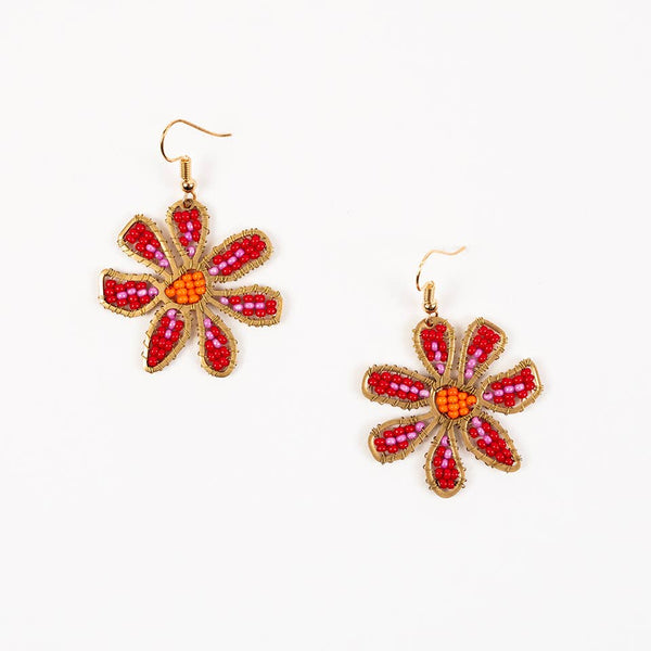 Beaded Daisy Earrings