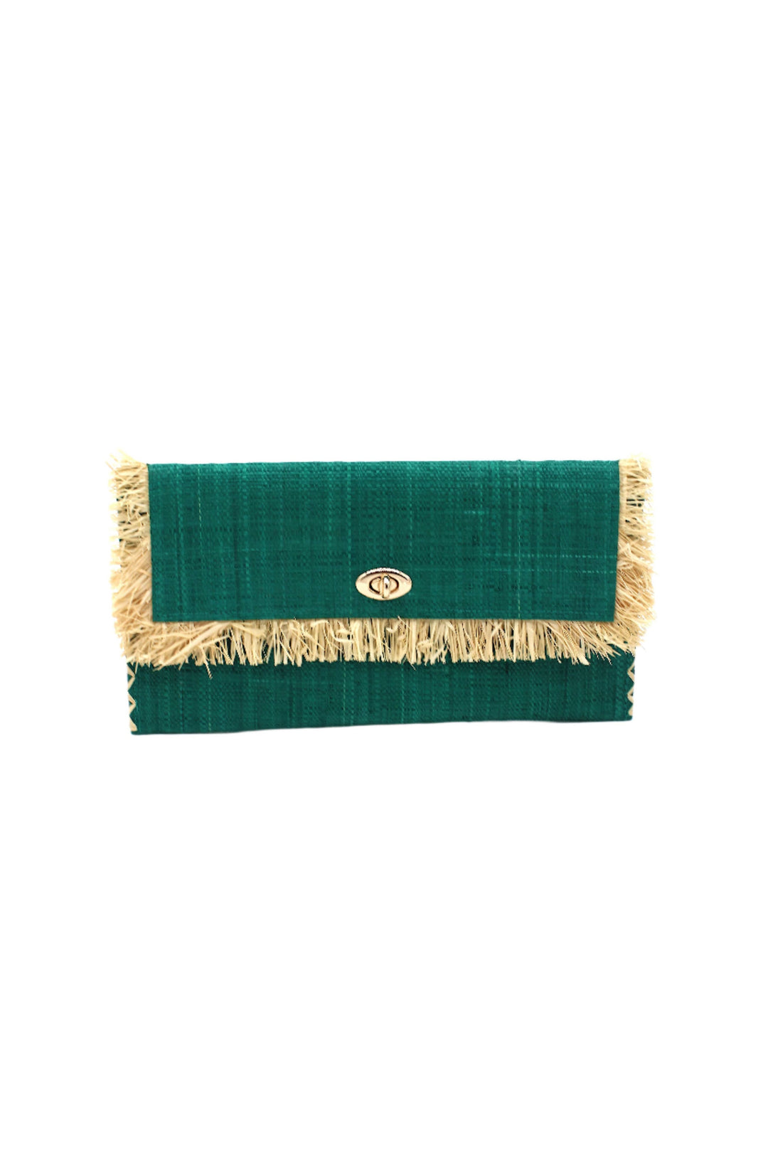 Sophie Raffia Straw Envelope Clutch Purse with Raw Fringe
