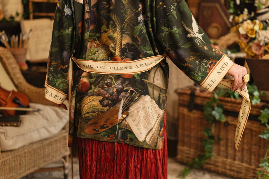 Labour of Love Matineé (mid length) Duster w/ Florals & Violin