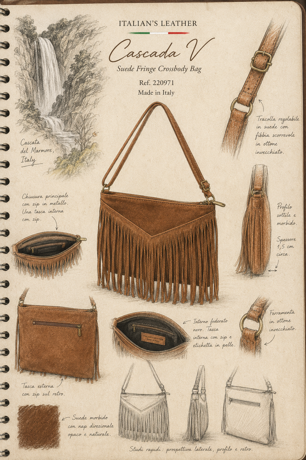 CASCADA V - Suede leather bag