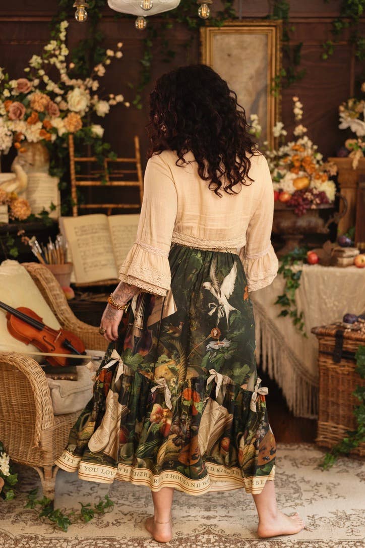 Labour of Love Maxi Length Atelier Skirt w/ Florals & Violin