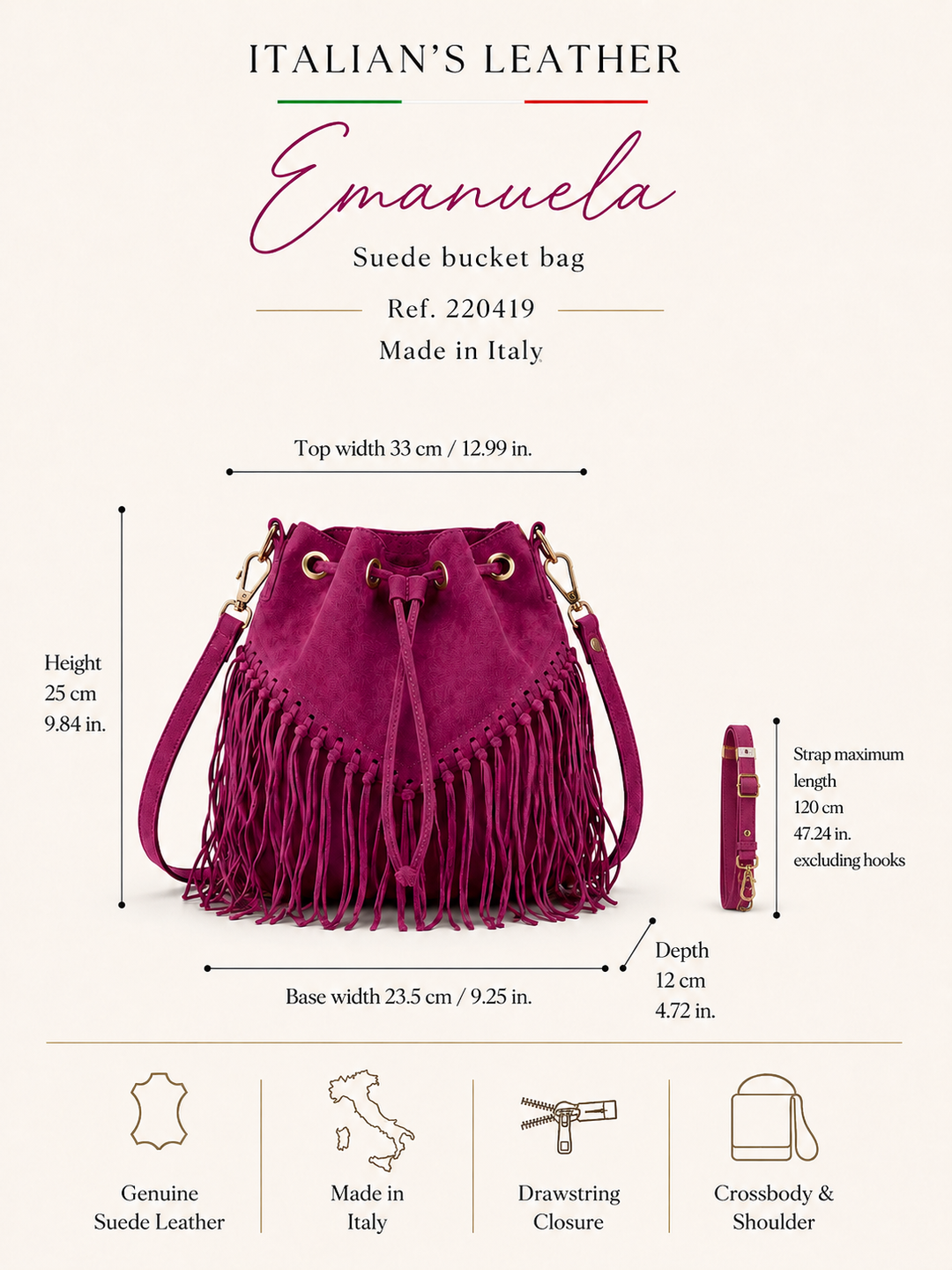 EMANUELA - Suede leather bag 220419
