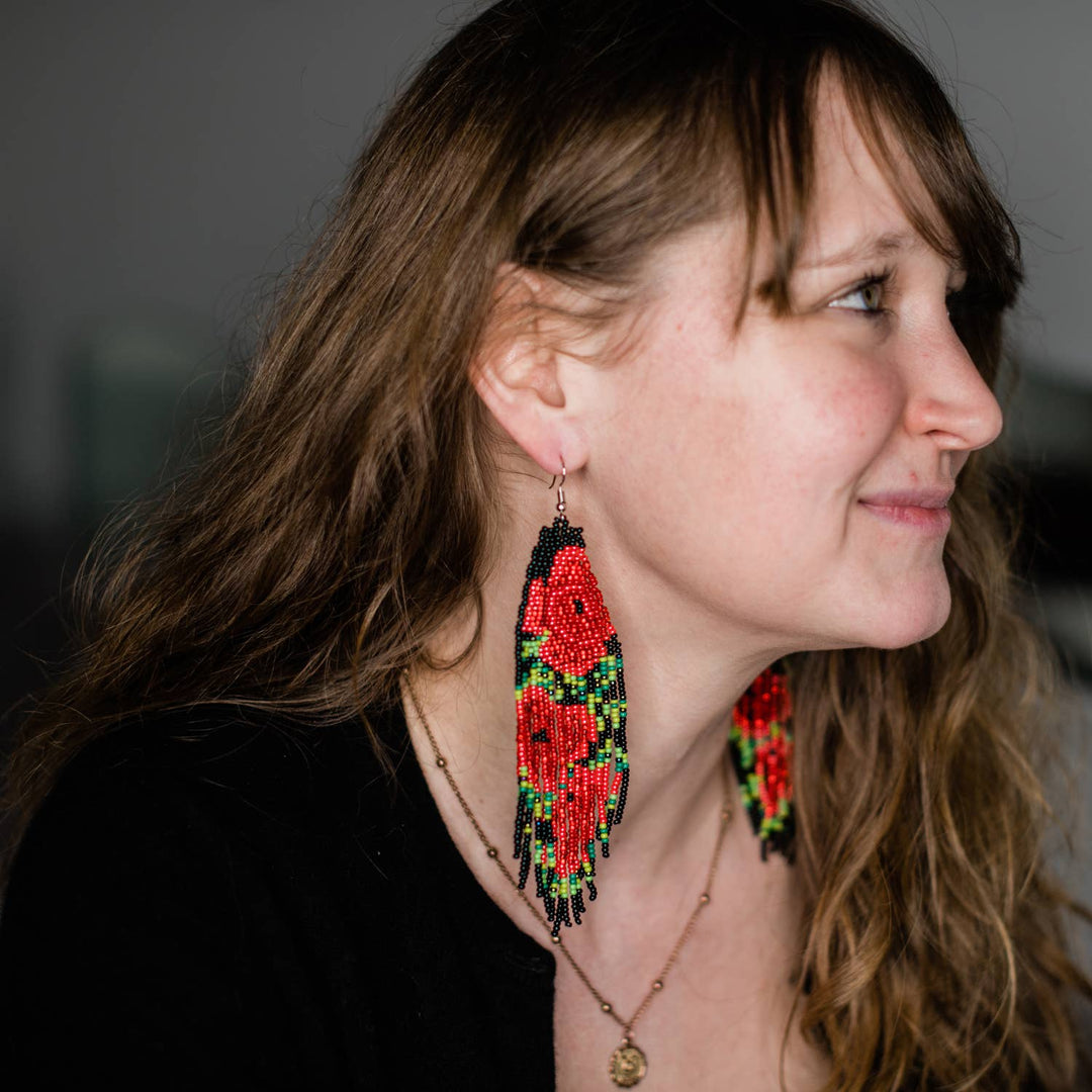 Red Rose Earrings
