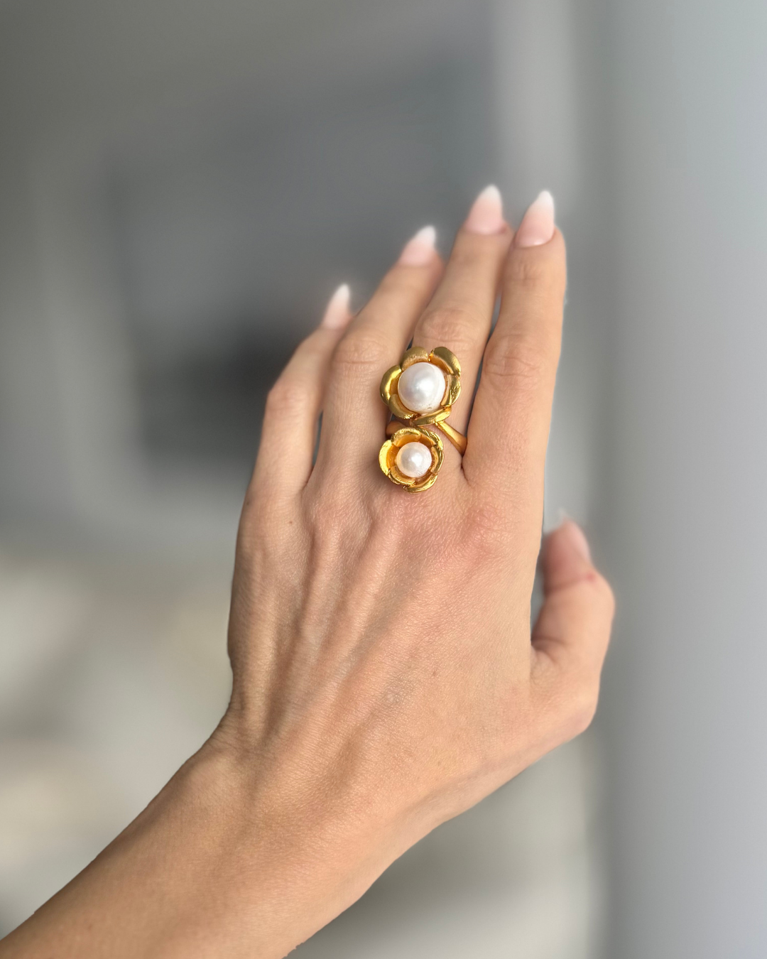PERENNIAL Double Pearl Ring | 24k Gold Filled | Adjustable