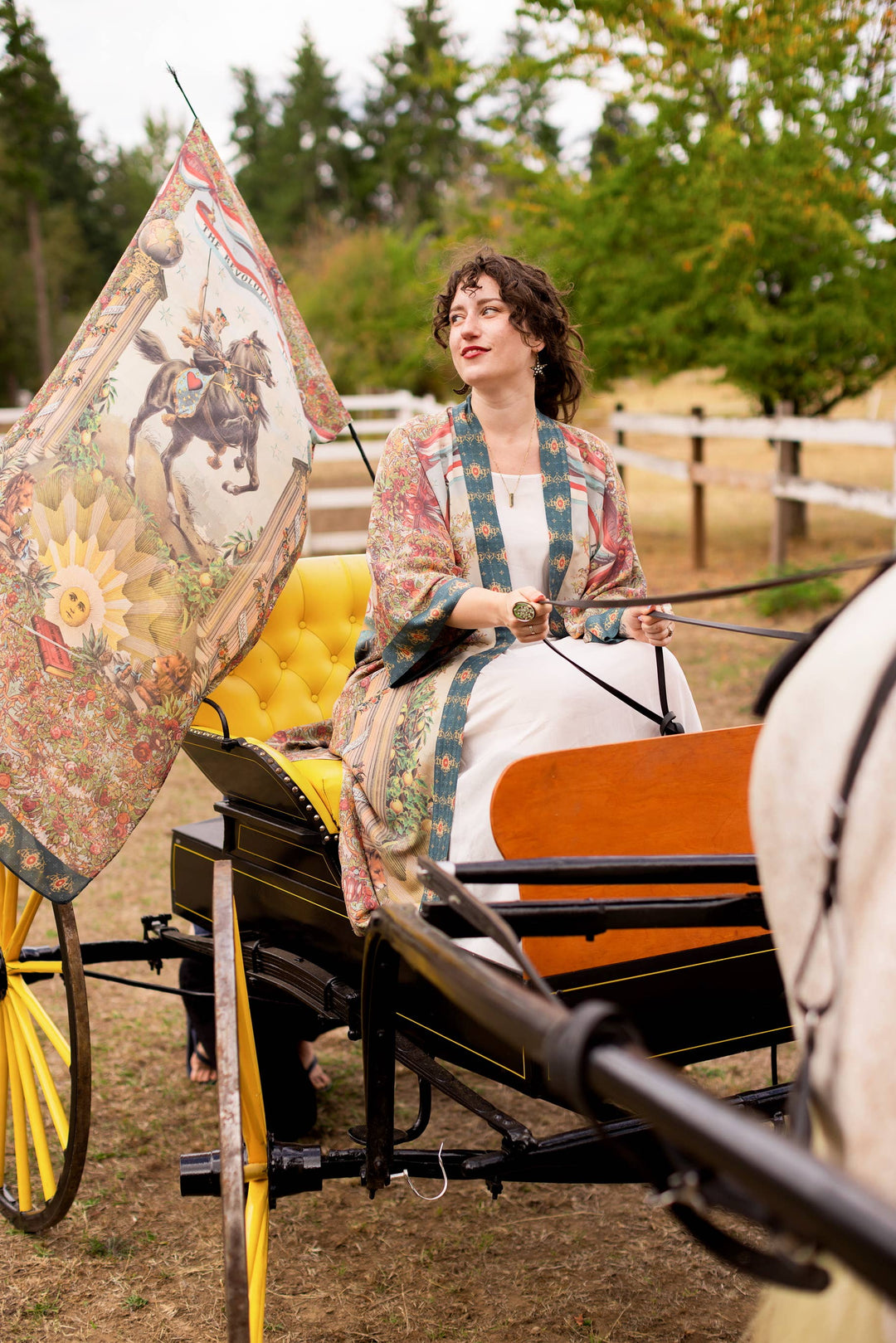 Love Revolution Bohemian Scarf with sun, horse, & florals - Canada