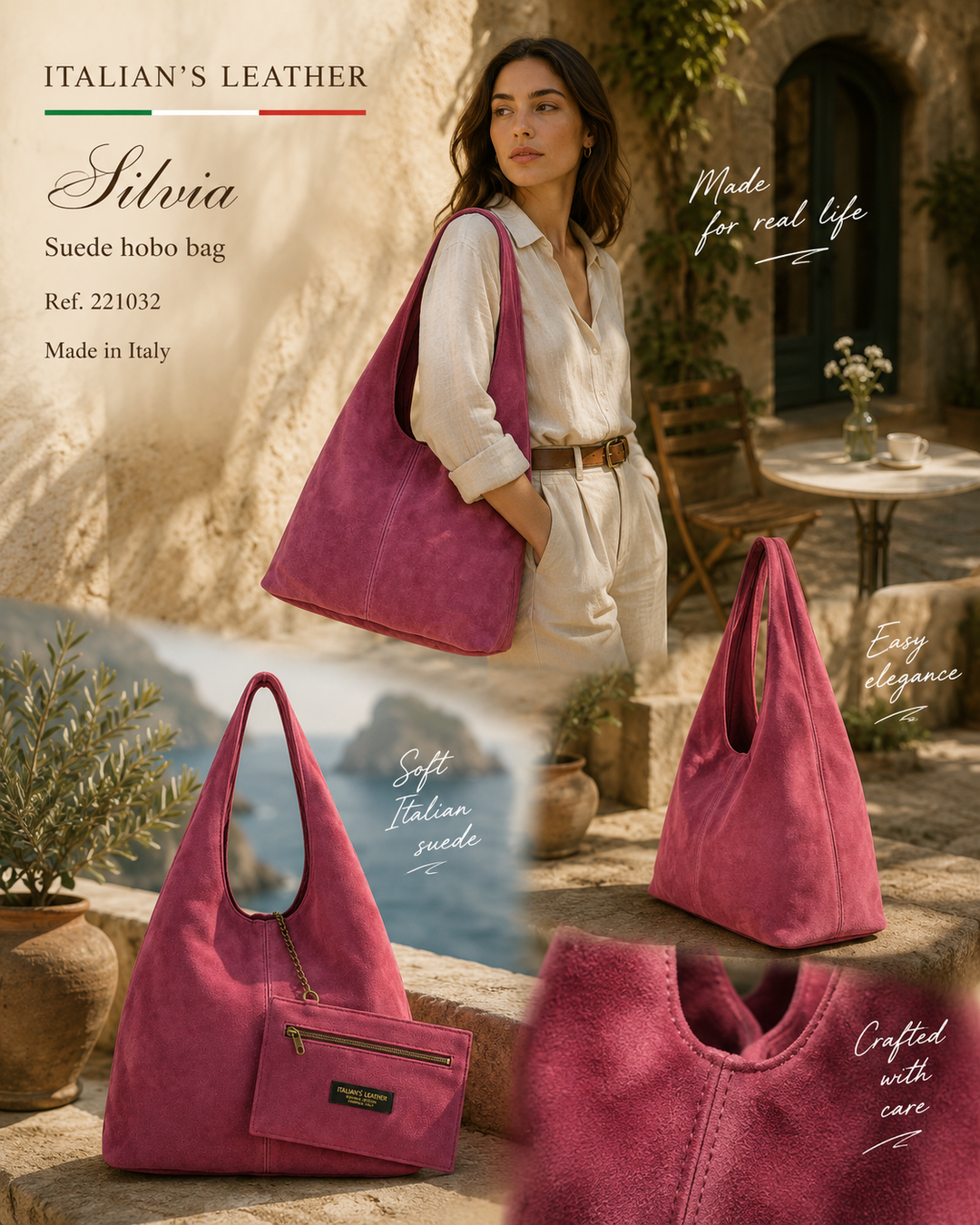 SILVIA - Suede leather bag