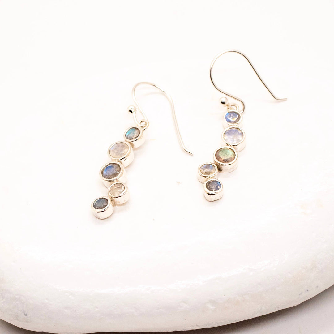 Sterling Silver Stone Trail Earring - Rajasthan, India