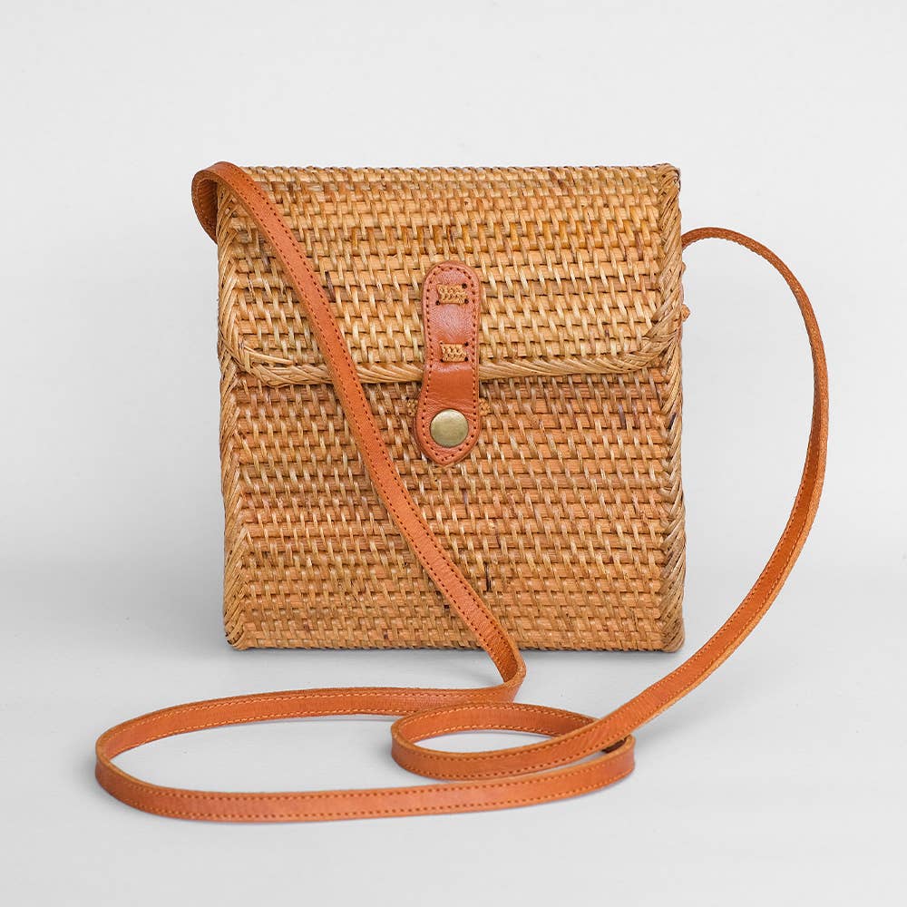 Rattan Bag Purse Wallet Clutch (Envelope Brown) - Ata Straw