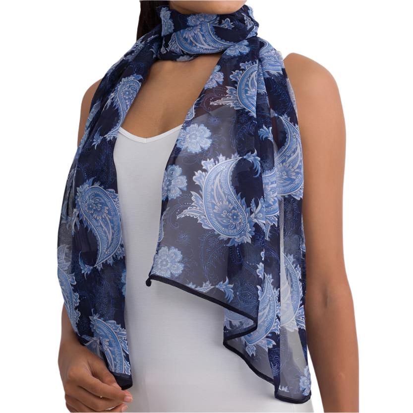 Sahila Cupro Scarf, Blue Paisley - India