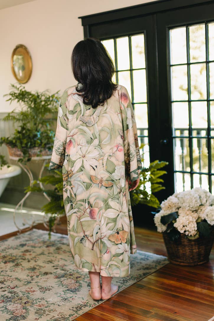 Fleur De Soleil Opera Duster Kimono Robe w/ Florals - Canada