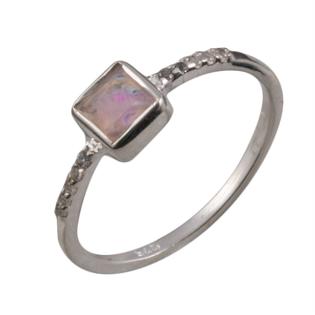 Bebop Rainbow Moonstone Sterling Ring - India