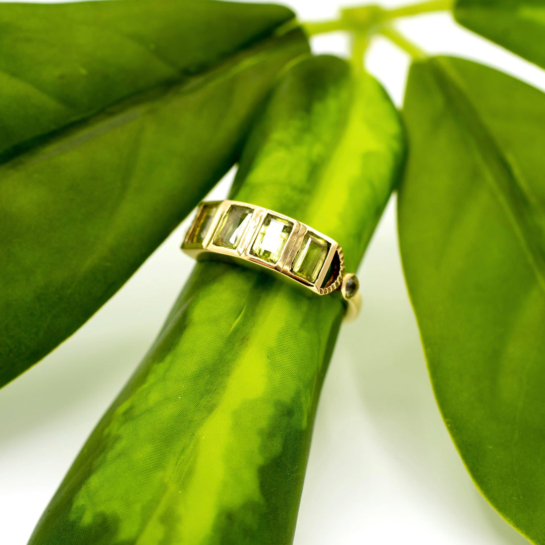 Brass Peridot Bar Ring - India