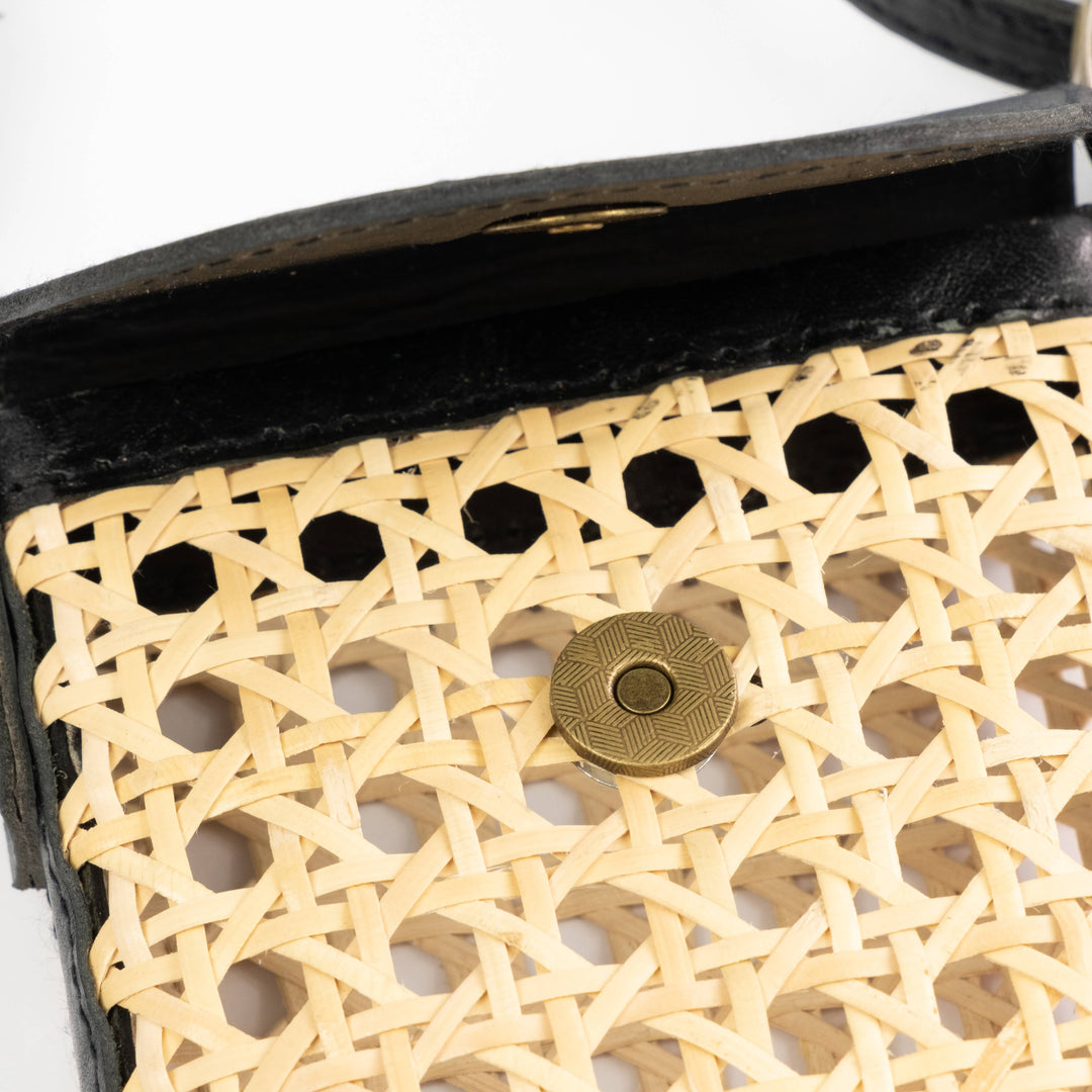 Rattan Cane Cell Phone Crossbody Bag - Bali