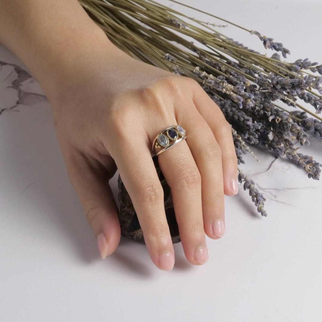 Sterling Silver Mystic Gemstone Ring - India