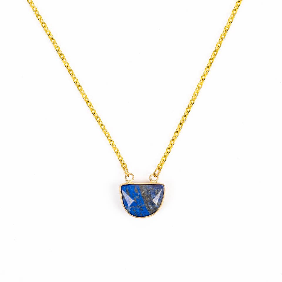Large Faceted Stone Pendant Necklace - Guatemala